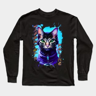 Cyberpets Feline,cat, feline, pet , cyberpunk Edgerunners inspired , anime, manga T-Shirt Long Sleeve T-Shirt